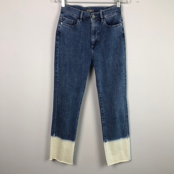 DS1961 Maria High Rise Instacuplt Straight Leg Cropped Frayed Bleached 27 Jeans - Picture 2 of 16